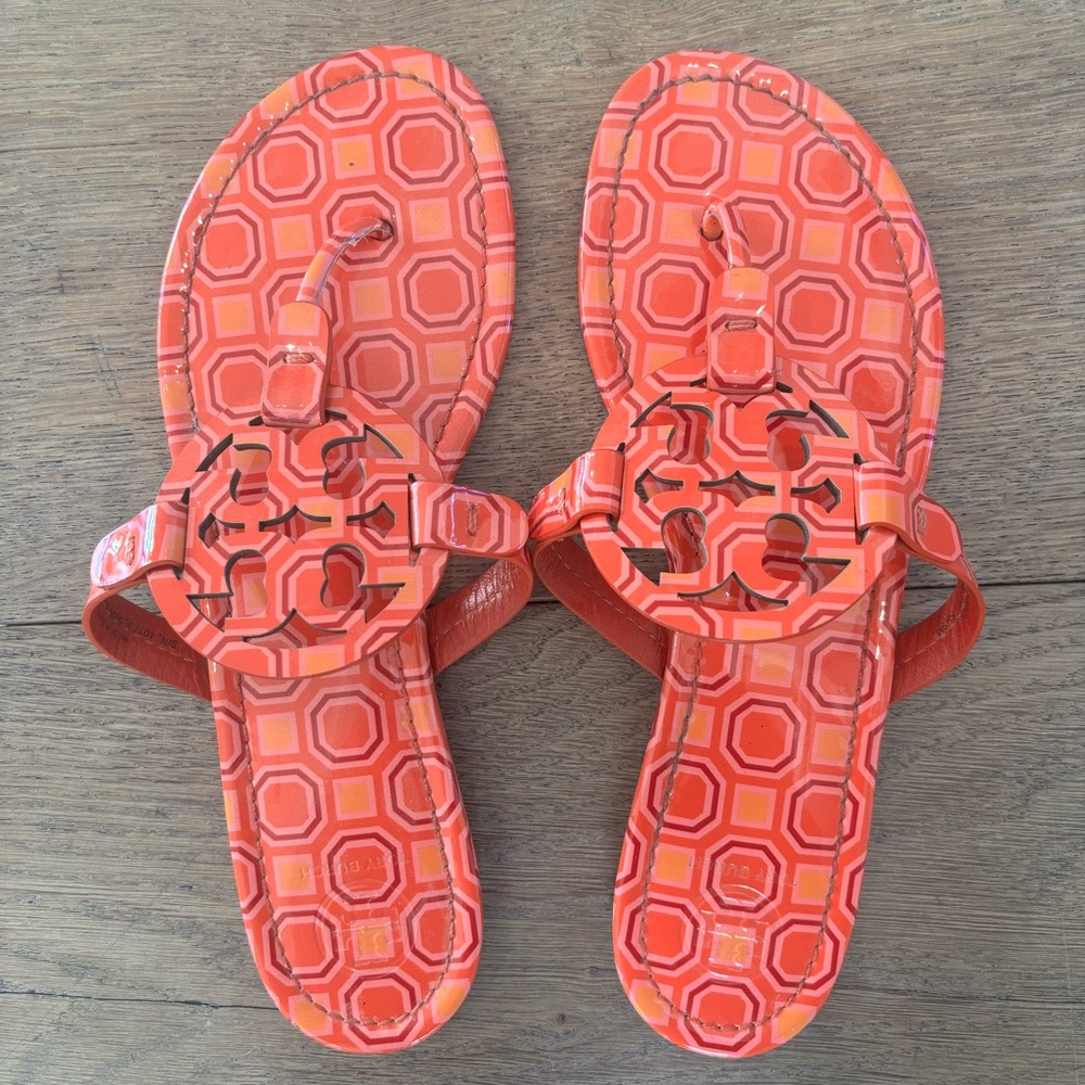 Tory Burch Geometric Orange and Pink Sandals -Size 9M